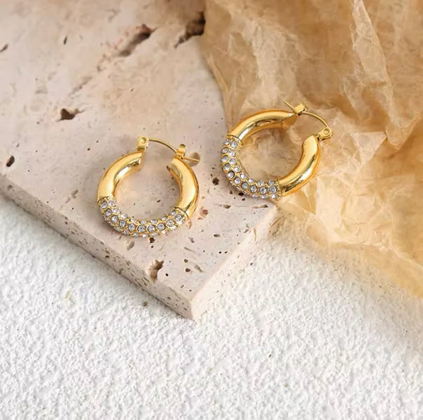 Ethereal Sparkle 18k Gold Hoops