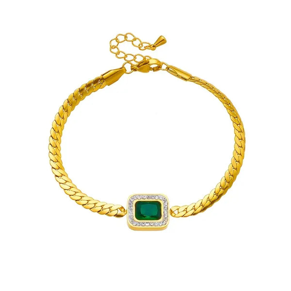 Emerald Snake Chain Bracelet