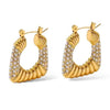 Square shape gold plated zircon Hoop earrings | Water Proof