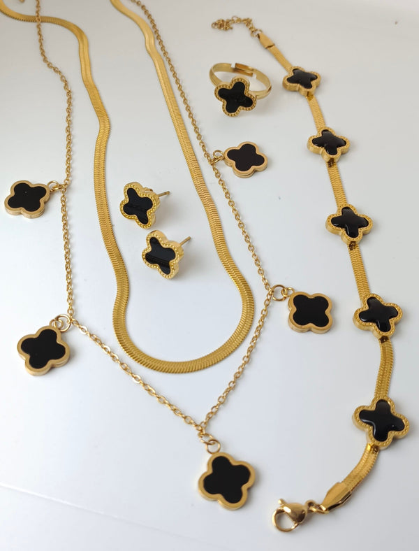 Stainless Steel 4 Pieces Black Color Clover Combo Deal | Premium quality