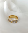 Gold Plated Double Row Rhinestone Ring | Water Proof