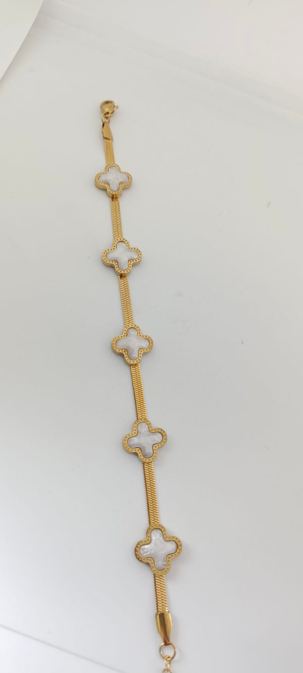 New Stainless Steel 18kgold 4 Leaf Clover Bracelet