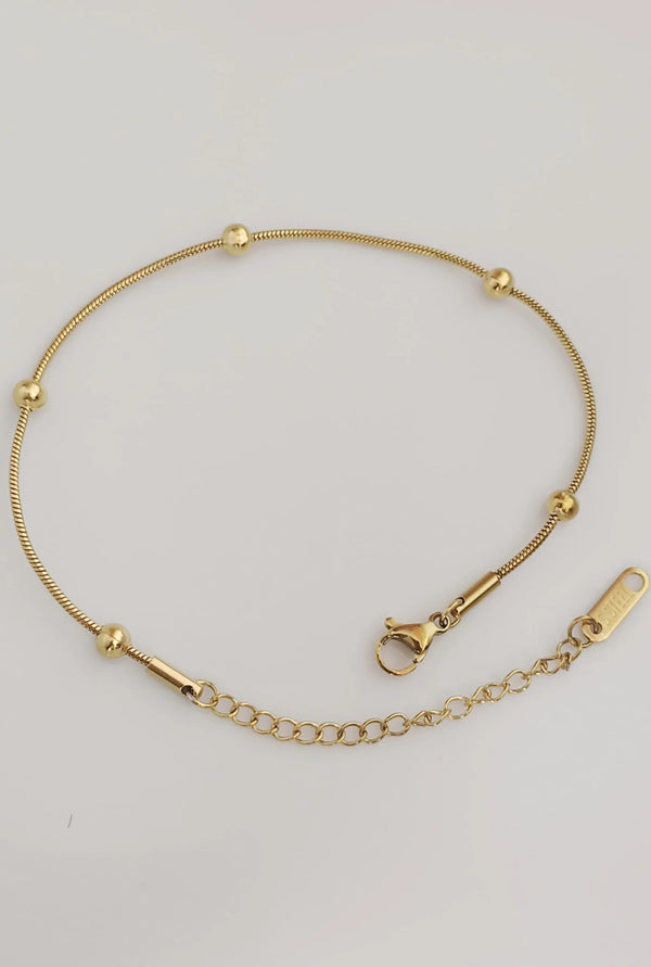 Gold Beads Anklet | Stainless Steel