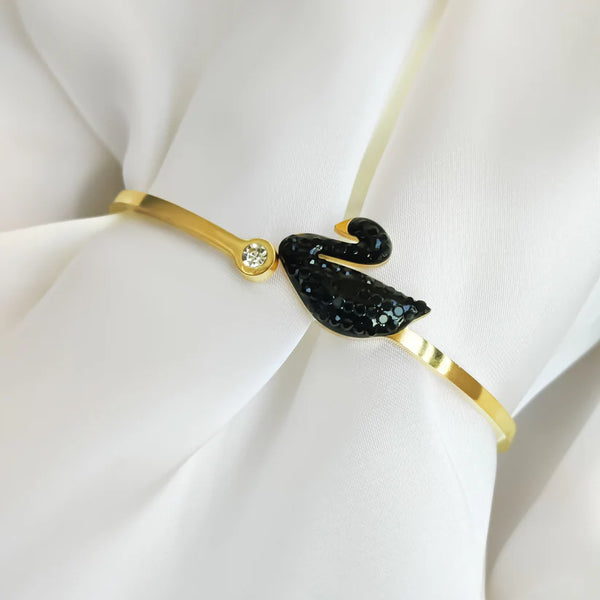 Trendy Stainless Steel Black Swan Bangle