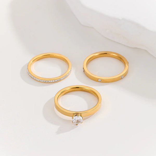 18k Gold 3 in 1 Minimalist Zircon Ring