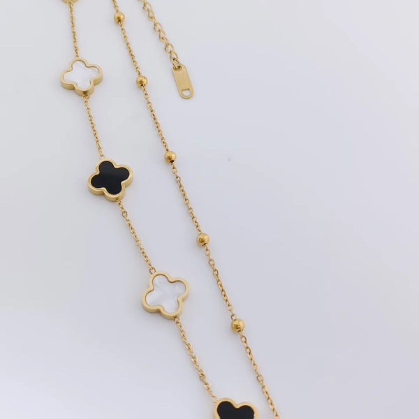 Premium Double Layer and Double Sided Clover Charms Stainless Steel Bracelet