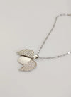 Zircon Love Wings Openable Pendant Silver Necklace | Stainless Steel