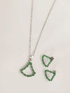 Elegant Stone Studded Necklace & Ear Studs (Green)