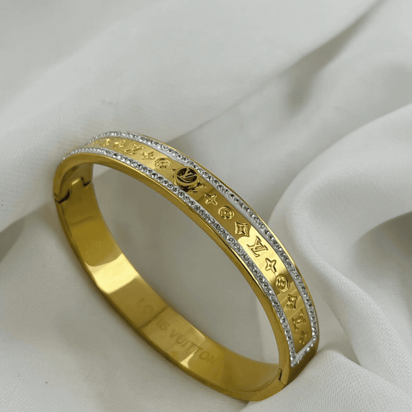 Exclusive Stainless Steel Rhinestones Bangle/Handcuff