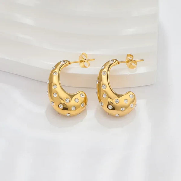 Sleek Studded 18k Gold Earrings