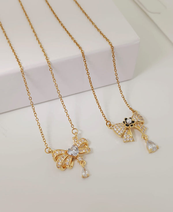 Luxuary Flower Bow Pearl Necklace | Stainless Steel