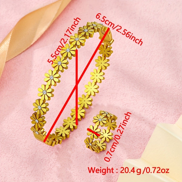 Flower Bangle & Ring Set