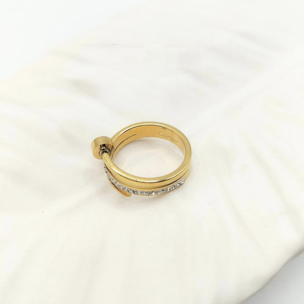 Shiny Cartier Nail Zircon Ring With Brand Logo