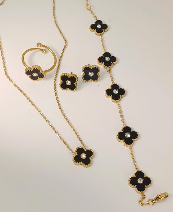 Clover Zircon Combo Set Black | Water Proof