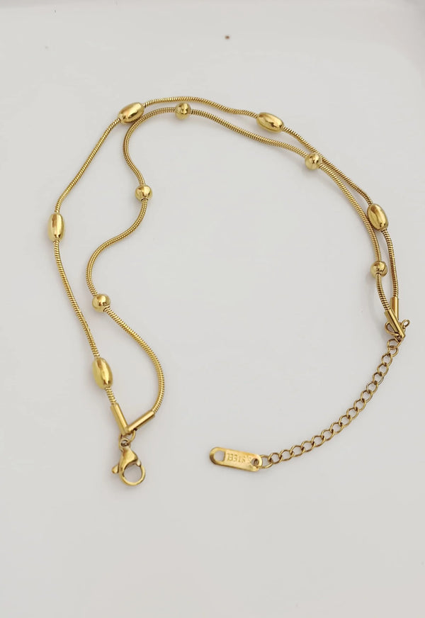 Double layer Gold Beads Anklet | Stainless Steel