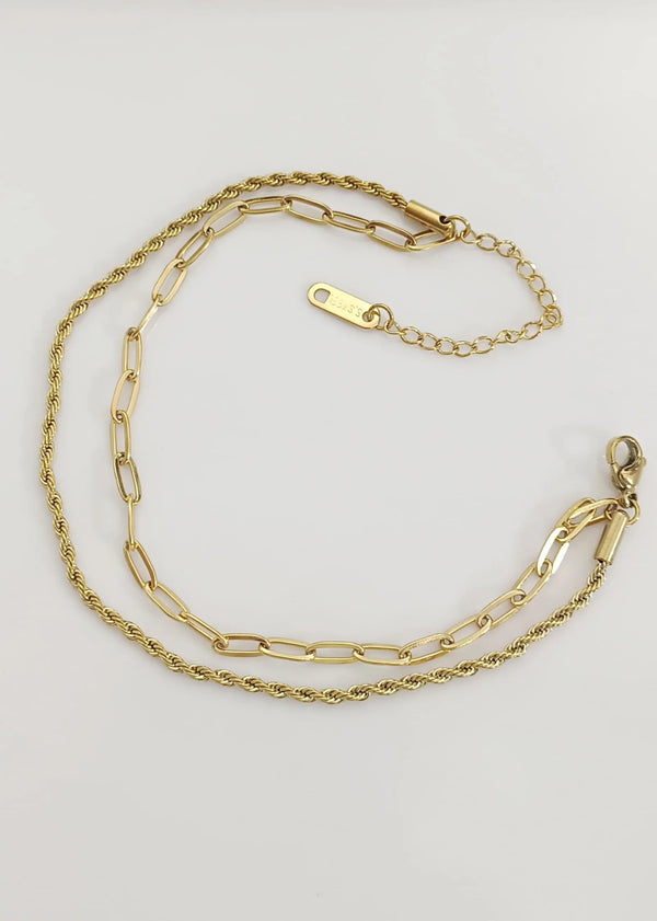 Twisted With Paper Clip Anklet | Stainless Steel