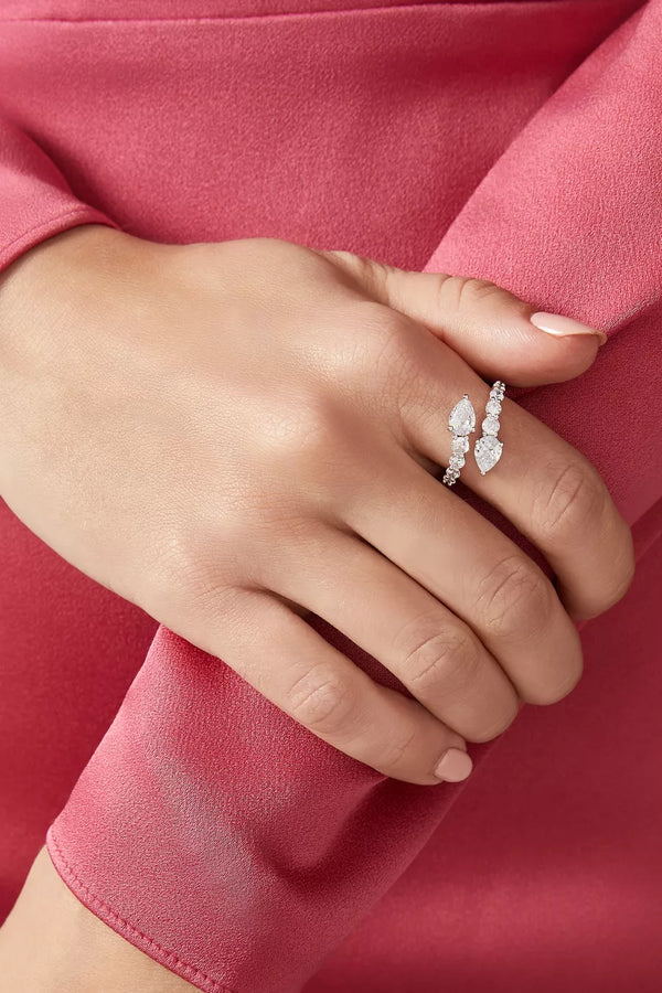 Stunning Silver Zircon Stone Snake Shape Adjustable Ring