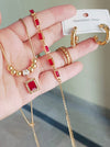 Luxury 3 Layer Red Zircon Necklace Set (4 pcs) | Anti Tarnish | Water Proof