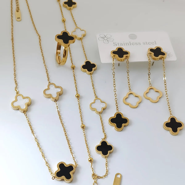 Stainless Steel 4 PieceClover Combo Deal Double Sided (White Black)