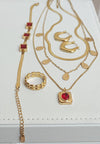 Luxury 3 Layer Red Zircon Necklace Set (4 pcs) | Anti Tarnish | Water Proof