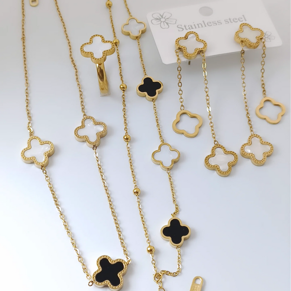 Stainless Steel 4 PieceClover Combo Deal Double Sided (White Black)