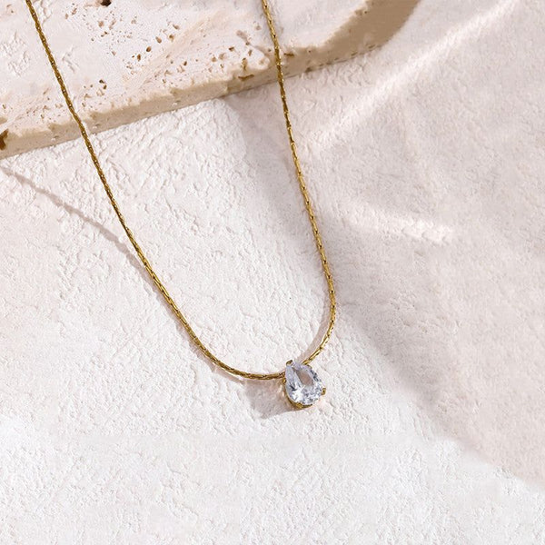 Water Drop Zircon Pendant Stainless Steel