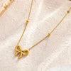 Hollow Bow Shape & Round Bead Necklace – Waterproof & Tarnish-Free