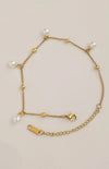 Pearl Gold Beads Anklet | Stainless Steel