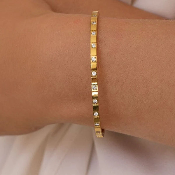 Clemency Diamond Studded Bangle - Stainless Steel & Water Proof