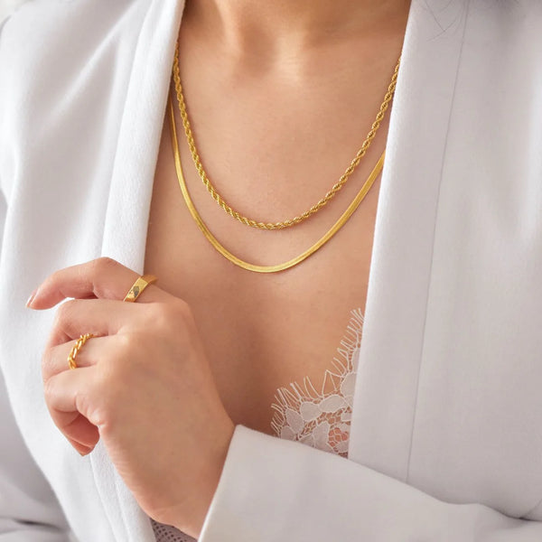 Twisted Neckless And Snake Chain Neckless | Stainless Steel