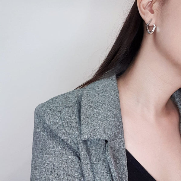 Irregular Stainless Steel Silver Earrings | Water Proof