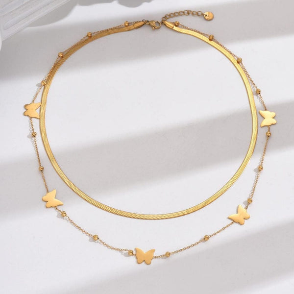 Double Layer Butterfly Charm Neckless | Stainless Steel