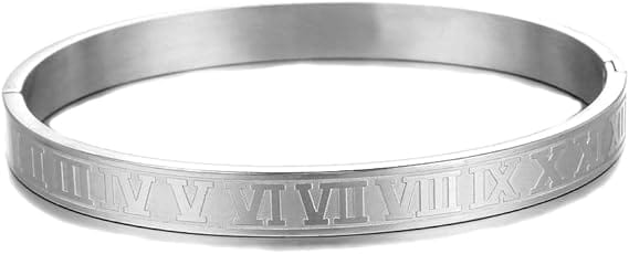 Silver Roman Numerals Stainless Steel Handcuff