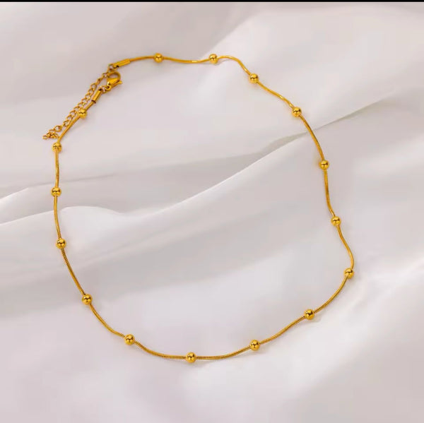 Gold Beads Neckless | Stainless Syeel | Water Proof