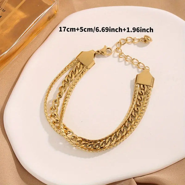 18k Gold Plated Multilayer Premium Stainless Steel Bracelet