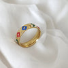 Gold Plated Multi Color Ring | Stainless Steel