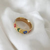 Gold Plated Multi Color Ring | Stainless Steel