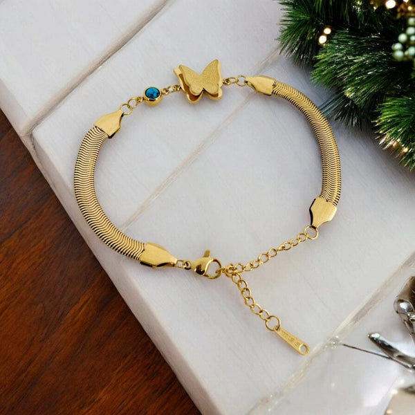 Stunning Stainless Steel Butterfly Snake Chain Bracelet