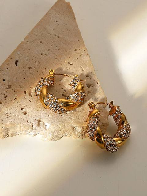 Twisted Zircon Pearl Earrings | High Quality