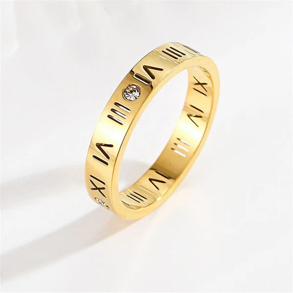 Roman Numerals Stainless Steel Band Ring