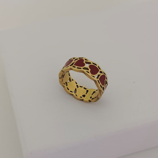 Red Enamel Heart Ring
