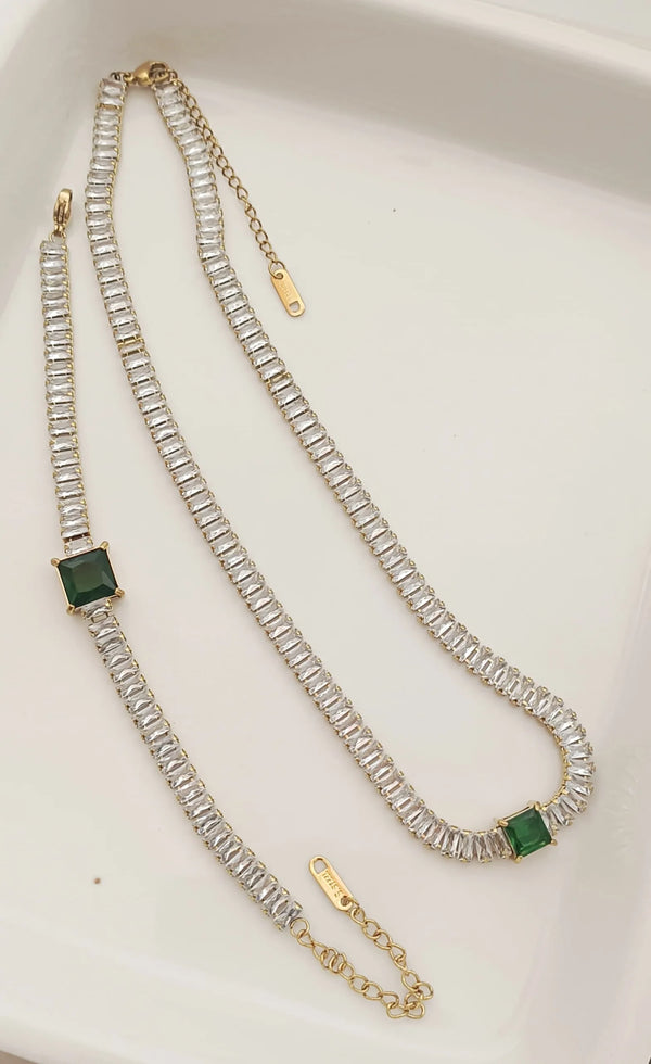 Emerald Tennis Necklace & Bracelet Set