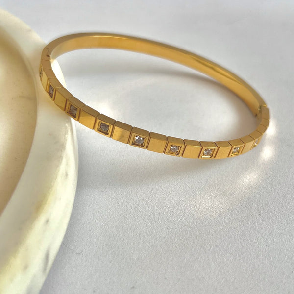 Clemency Diamond Studded Bangle - Stainless Steel & Water Proof