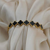 Premium Clover Loop Stainless Steel Black & White Bangle