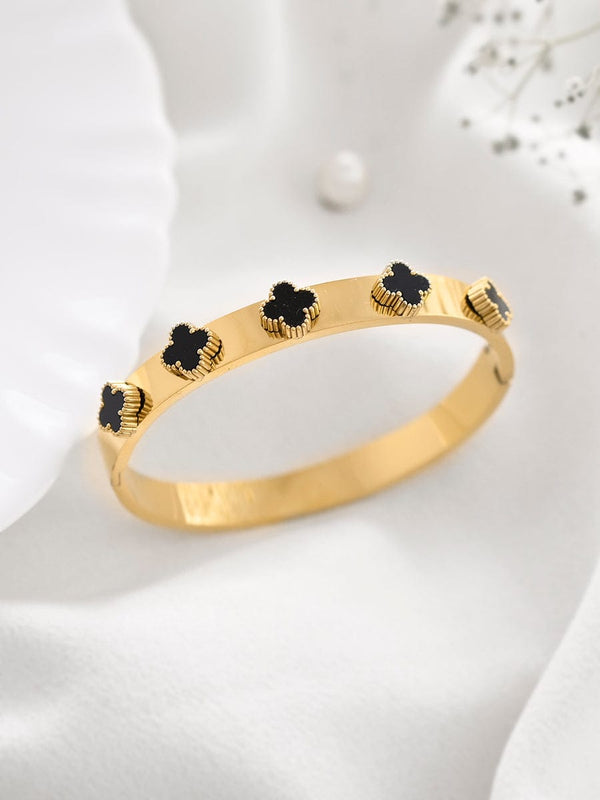 Premium Stainless Steel Clover Handcuff/Bangle