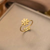 Adjustable Stainless Steel Flower Ring