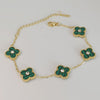 Green Stainless Steel Clover Studded Bracelet