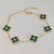 Green Stainless Steel Clover Studded Bracelet