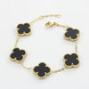 Luxury Stainless Steel Stone Studded Double Sided Clover Bracelet