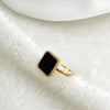 Beautiful Stainless Steel Black and White Square Ring